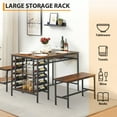 thumbnail image 4 of 47" Dining Table Set for 4, 3 Pieces Kitchen Table Set with 2 Benches, Wine Rack and 2-Tier Storage Shelves, Space-Saving Breakfast Table Set for Apartment, Retro Brown, 4 of 8