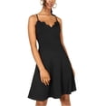 thumbnail image 1 of Rosie Harlow Vestido ajustado y acampanado con ribete festoneado para mujer, negro, XS, 1 of 2
