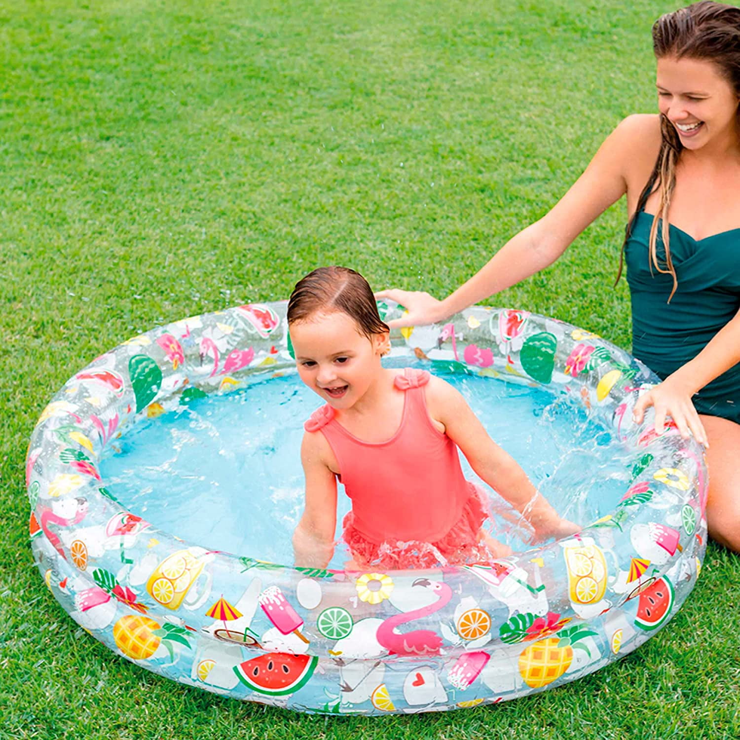 Inflatable Stars Kiddie 2 Ring Circles Swimming Pool (48" X 10") [Assorted Styles]