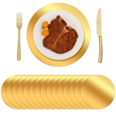 AOWOO 150 Pcs Disposable Paper Placemats Set, 13" Gold Charger Plates for Dining Table, Mirrored Gold Charger Placemats forWedding & Party Table Settings