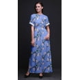 thumbnail image 5 of Bimba Rayon Peach Floral & American Robin Bird Printed Womenâ€™s Long MaxiÂ&nbsp;DressÂ&nbsp;Gown with Side Slit-Medium Lavender Blue, 5 of 6