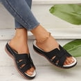 thumbnail image 4 of Sandals For Women Wedge Thick Heel Open Toe Slip-on Peep Toe Slides Slippers Women's Trendy Casual Outdoor Shoes for Beach Fashion 6, 4 of 5