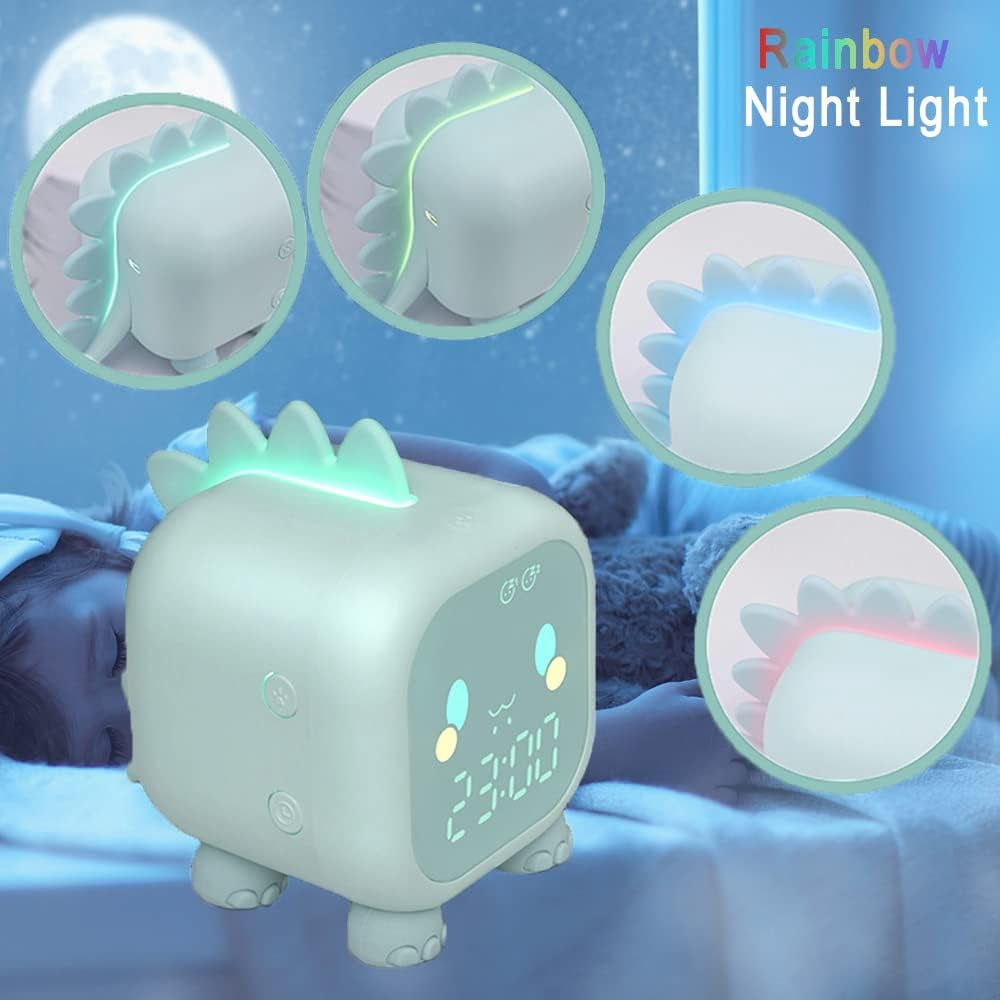Kids Alarm Clock for Bedroom, Digital Alarm Clock for Kids, Toddler Sleep Training Clock with Night Lights, Bluetooth Digital Alarm Clock, Wake Up Light with USB for Boys Girls Birthday Gifts