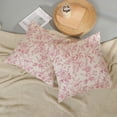 thumbnail image 5 of Pink Floral Pillow Covers 18x18 Set of 2 Pink and Cream Chinoiserie Floral Decorative Throw Pillows Vintage Rustic Toile Flower Pillow Cases Outdoor Decor Linen Cushion Covers for Couch Sofa, 5 of 7