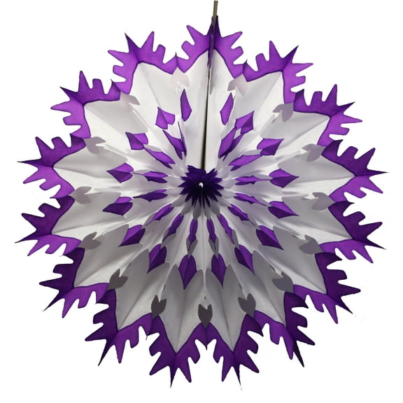 3-Pack Devra Party 19 Inch Tissue Paper Snowflake Decoration, Purple Tip