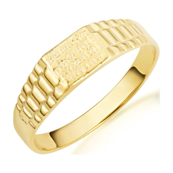 10k Yellow Gold Signet Ring - Pinky Rings for Men (Size 4)