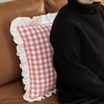 thumbnail image 2 of GLORY SEASON Plaid Throw Pillow Covers Set of 2 with Retro Ruffle Flounces Trim gingham cottage Pillow Cases 18x18In, 2 of 10