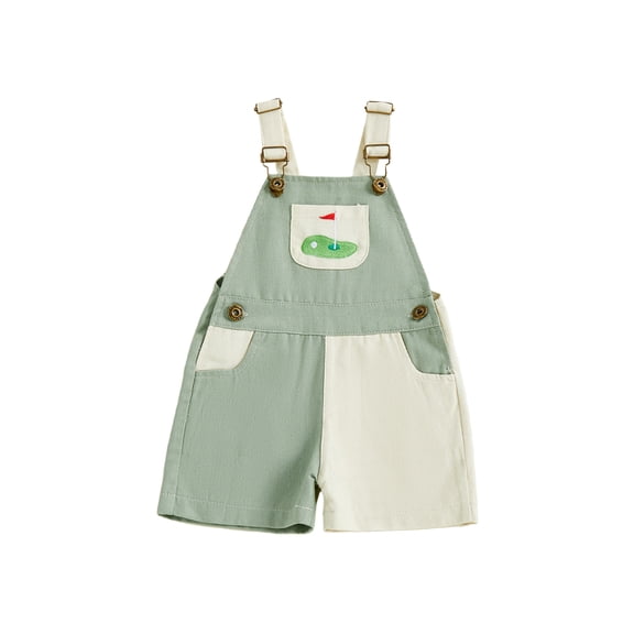 BemeyourBBs Toddler Baby Boy Golf Outfit Kids Overalls Romper Golf Embroidered Sleeveless Adjustable Strap Bib Overalls Shorts Jumpsuit With Pockets Spring Summer Clothes