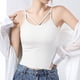 thumbnail image 4 of Pijama de manga corta para mujer, de verano, talla grande, con tirantes, almohadillas para el pecho y el centro de la espalda, sin mangas y pijama interior, blusa de poliéster para mujer., 4 of 5