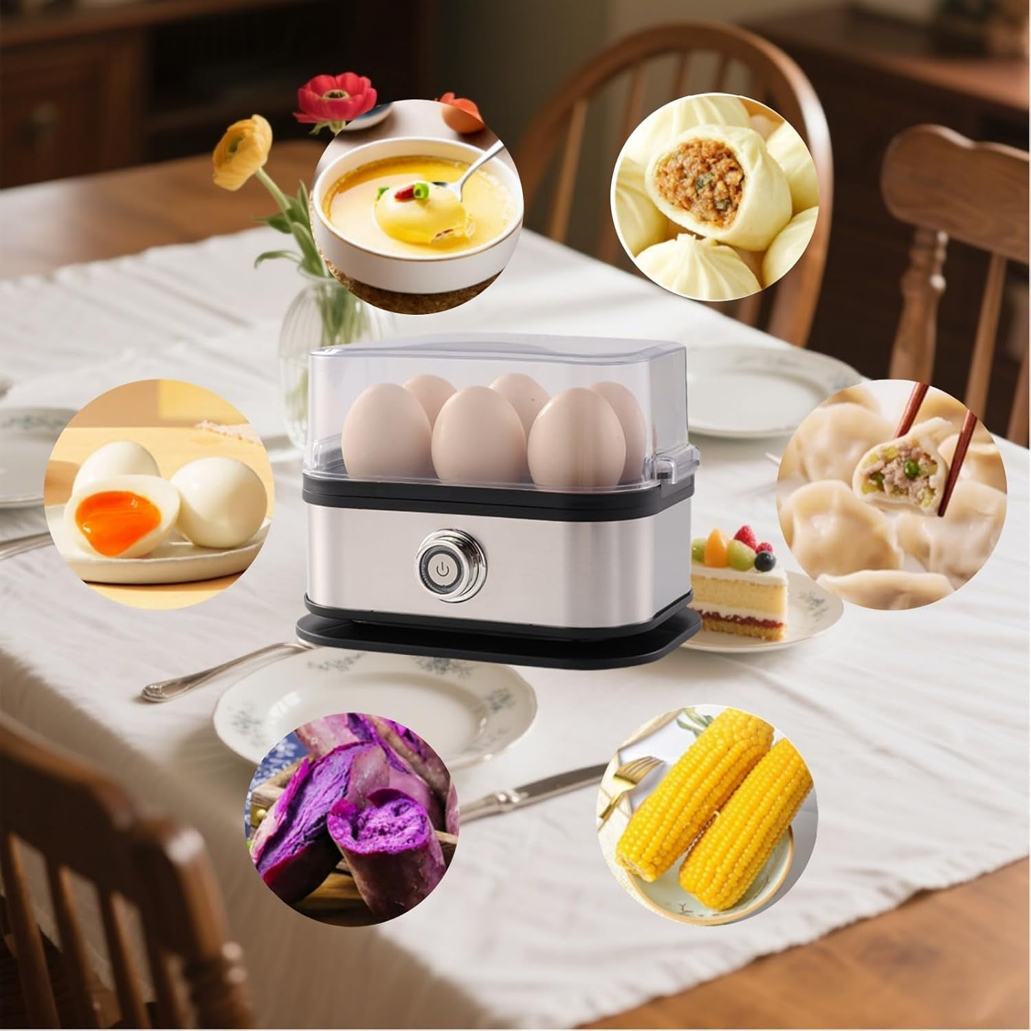Automatic Rapid Egg Cooker,2026 New Egg Boiler for Hard Boiled Eggs,6-Egg Electric Egg Cooker - Auto Shut-Off, Boil-Dry Protection, Hard, Medium for Home Kitchen