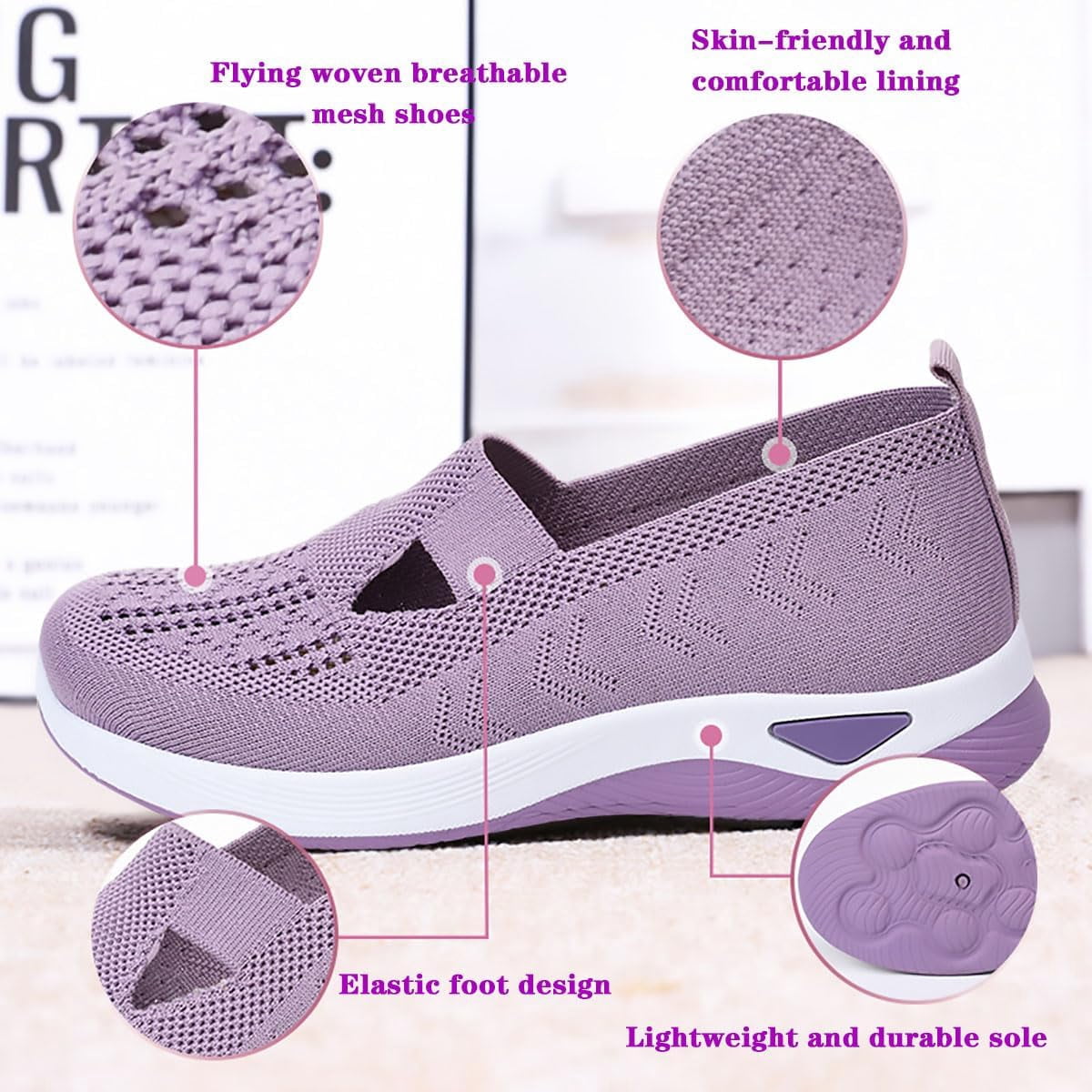 Peinaina Sneakers, Women's Slip On Sneakers, Wide Width, Orthopedic Walking Shoes, Breathable, Comfortable