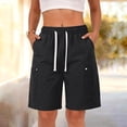 thumbnail image 7 of Evdexr Cargo Shorts Women Knee Length Drawstring Bermuda Shorts Summer Baggy Hiking Short Wide Leg Lightweight Casual Shorts with Multi Pockets Black 2XL, 7 of 7