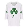 thumbnail image 4 of Odbmxy V-Neck T-Shirt Women 3/4 Sleeve St. Paddy's Day Plus Size Tops Women Casual Holiday Loose Tunic Shamrock White Shirts, 4 of 4