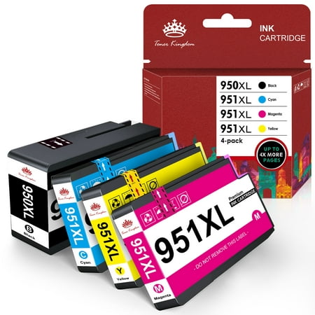 High Yield 950 XL 951XL Ink Replacement for HP Ink 950xl 951 Combo Pack for OfficeJet Pro 8600 8610 8620 8100 8630 8660 8640 276DW 251DW Printer(Black, Cyan, Magenta, Yellow), 4 Pack