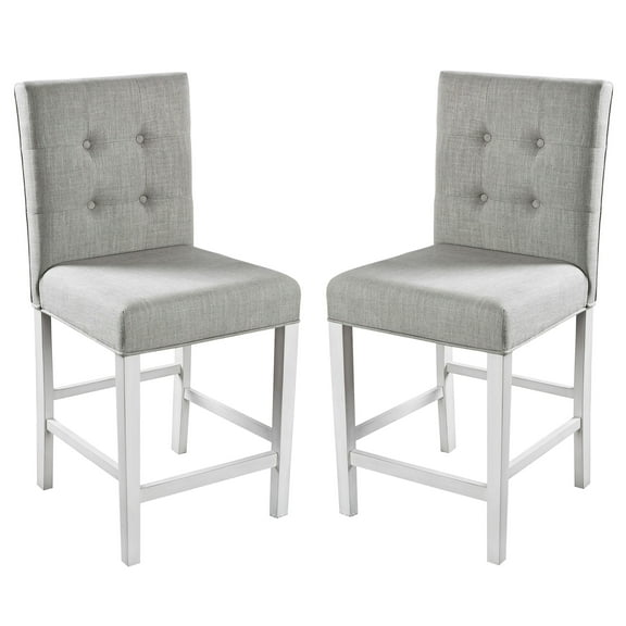 Furniture of America Alana Transitional Upholstered Counter Height Dining Chairs - Set of 2, White Gray