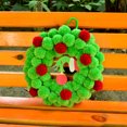thumbnail image 2 of DizeyBoyo Christmas Front Door Wreath Green Pom-pom Wreath Cute Wooden Green Elf Hand Christmas Wreath Decorations Indoor Outdoor (Green, 33cm/13.2inch), 2 of 6