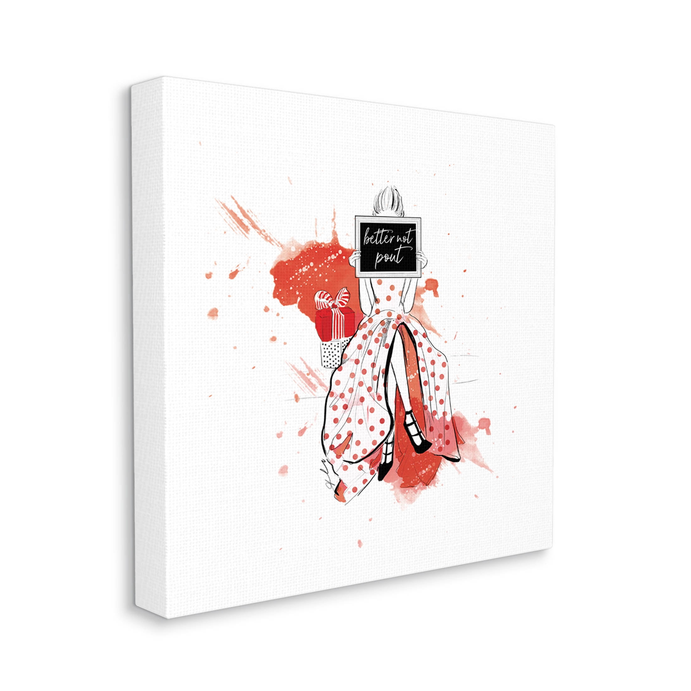 Stupell Industries Better Not Pout Holiday Fashion Graphic Art Gallery Wrapped Canvas Print Wall Art, Design by Alison Petrie