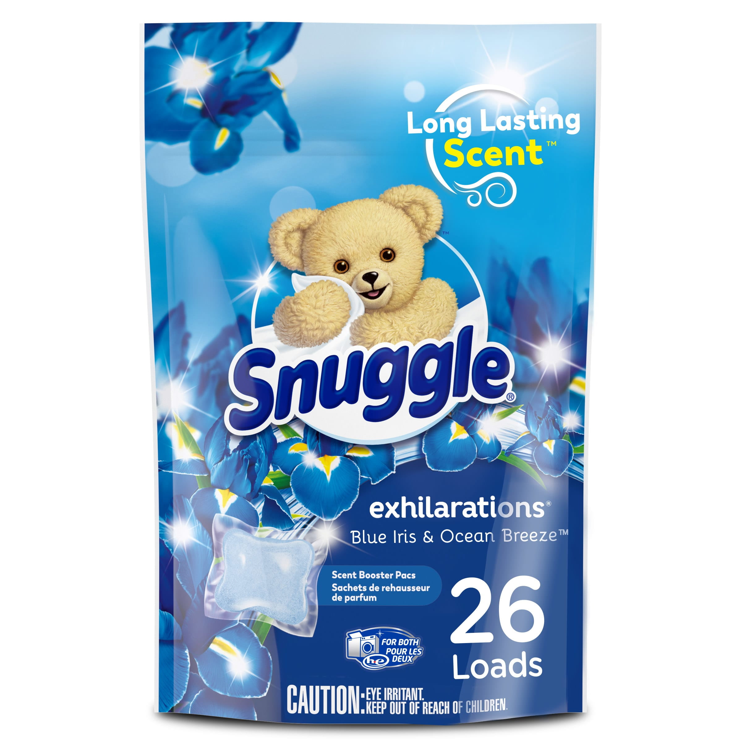 Snuggle Exhilarations In Wash Laundry Scent Booster Pacs, Blue Iris & Ocean Breeze, 26 Count