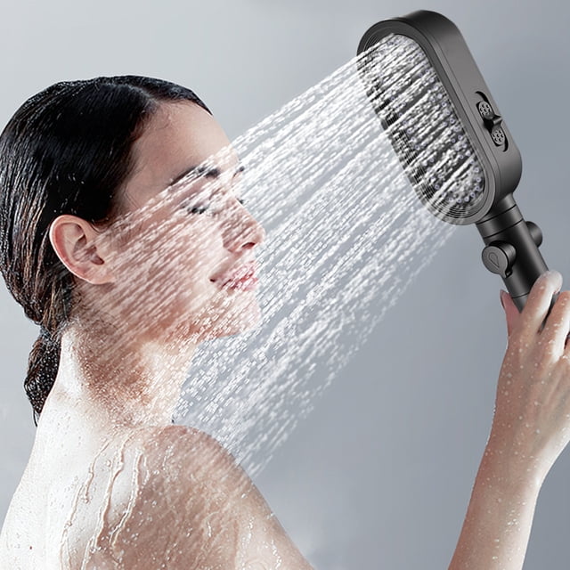 XYAIYT High Pressure Shower Head with Water Filter 3 Bathing Modes and One Press Water Stop Function Universal Suit Easy to Install Turbocharged Handheld Shower for Low Pressure Systems