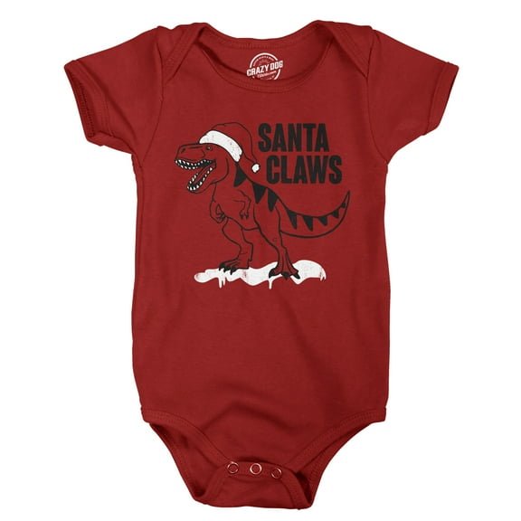 Santa Claws Baby Bodysuit Funny Sarcastic Xmas Dino Graphic Novelty Jumper For Infants