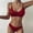 Red, variant on Lovzfmll Bikini Set for Women, Solid Color Thin Strap Longline Top and Thong, Bathing Suit for Summer Beach