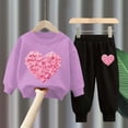thumbnail image 2 of yboeqw 1T-10T Girl Fall Winter Outfits Embroidered Long Sleeve Crewneck Sweatshirt Top Pants Clothing Set,Size 4-5 Years, 2 of 4