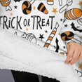thumbnail image 3 of Oversized Wearable Blanket Hoodie,Trick or Treat Halloween Pattern Sherpa Blanket Hoodie with Super Pockets,Super Warm Fuzzy Pullover for Women & Men, 3 of 6