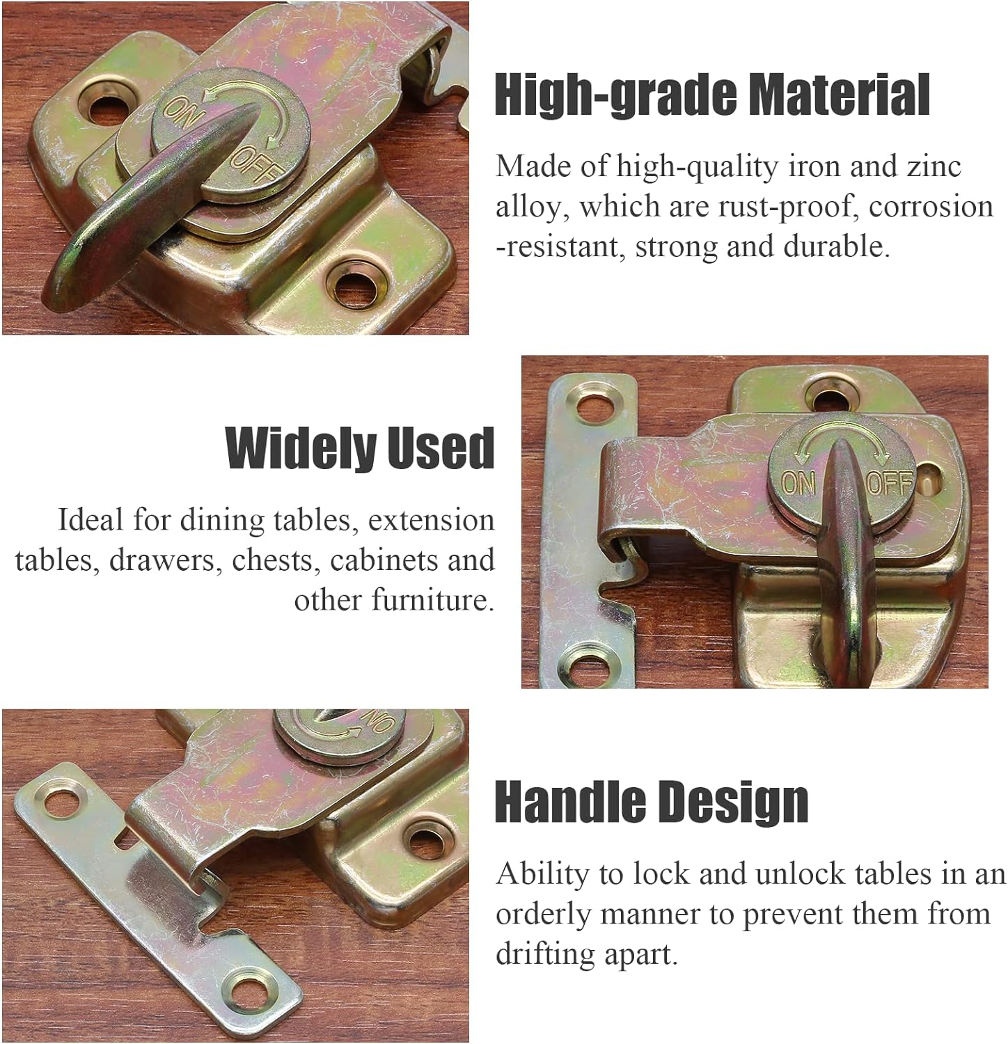 Extension Table Lock Kit 4 PCS Black Metal Table Locks - Dining Table ...
