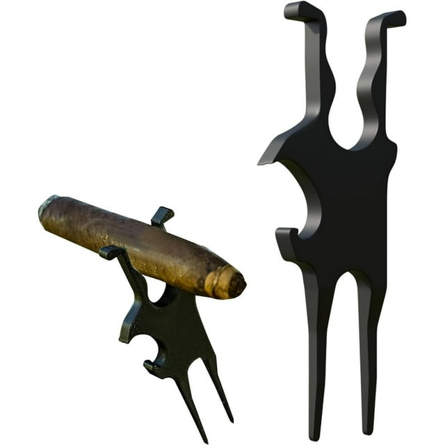 HeeHom Golf Divot Tool with Magnetic Cigar Holder & Ball Marker - 3-in-1 Multi-Tool for Golf Cart, Compact Metal Repair Tool & Beer Shotgun Accessory