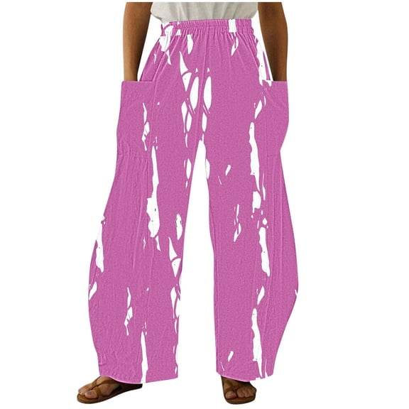 Sexlip Womens Zebra Print High Waist Loose Wide Leg Pants Bold Stylish Casual Dating Outfit Pink L