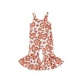 thumbnail image 1 of Bagilaanoe Toddler Baby Girl Valentine's Day Jumpsuit Sleeveless Heart Print Romper Overalls 12M 18M 24M 3T 4T 5T Kids Long Flare Pants Casual Outfits, 1 of 9