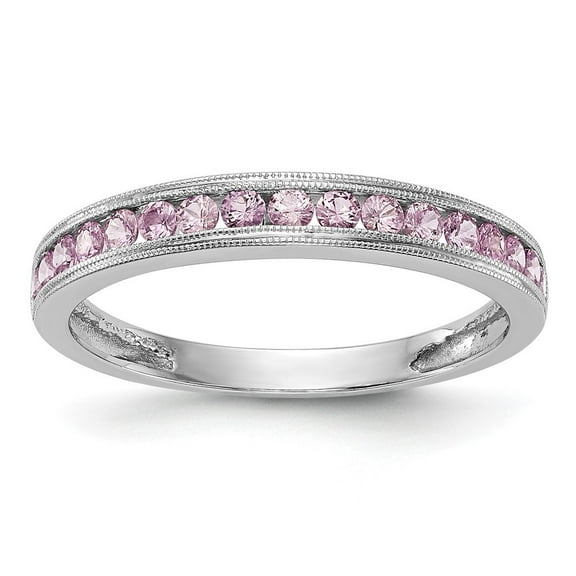 Auriga Fine Jewelry 10K White Gold Pink Sapphire Band for Women Size 7