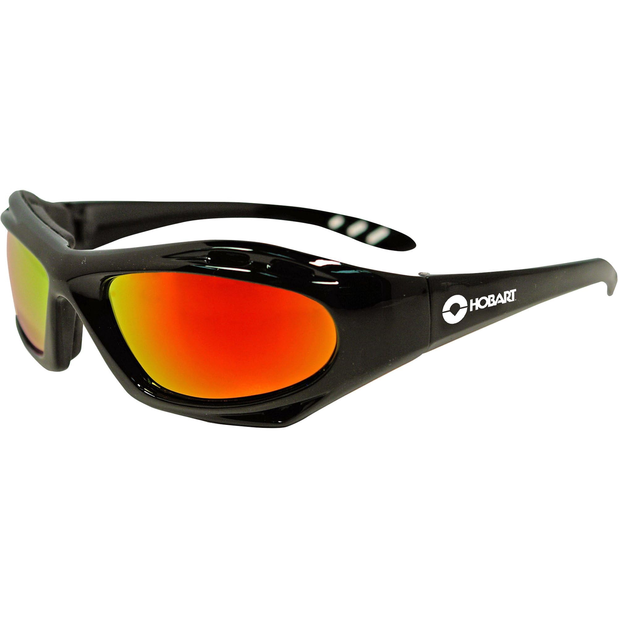 Hobart Mirrored Safety Glasses, 5.0 Shade Mirrored Lenses, Black Frames, Model# 770726