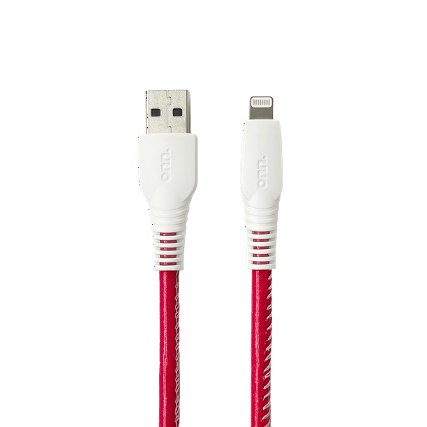 onn. Lightning to USB Glitter Cable, Bright MultiColor, 6'