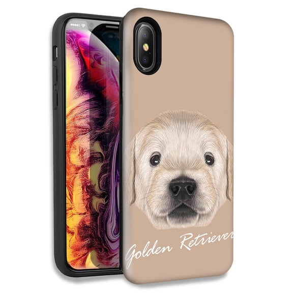 Mundaze Golden Retriever Puppy Double Layer Hybrid Case Cover For Apple iPhone XS Max