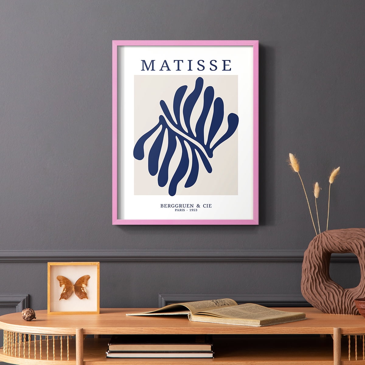 Matisse CDXII in Pink Solid Wood Framed Print No Nail Hanging