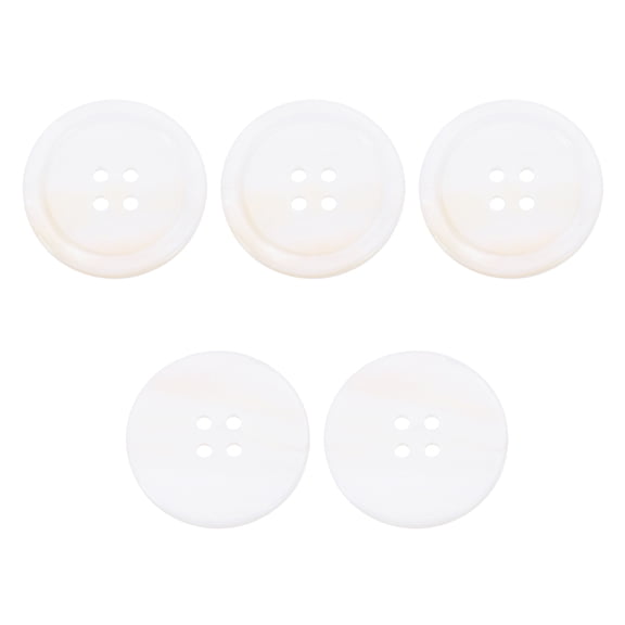 Uxcell 5Pcs Round Natural Shell Buttons,25mm 4 Holes Mother of Pearl Craft Seashell Sewing Buttons for Clothes Shirts Dresses Sewing DIY Craft Making, White