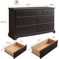 thumbnail image 4 of OKD 7 Drawers Dresser for Bedroom, Farmhouse Wooden Wide Chest of Drawers, Closet Clothes Storage Organizer for Bedroom, Living Room, Espresso, 4 of 7
