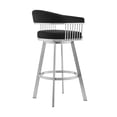 thumbnail image 4 of Swivel Bar Stool - Black Faux LeatherStainless Steel - 30" Bar Height - Modern Countertop Seating, 4 of 7
