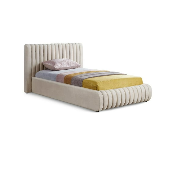 Meridian Furniture Nico Cream Velvet Twin Bed