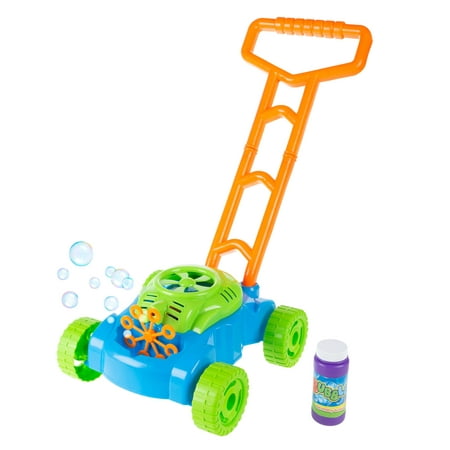 Bubble Lawn Mower- Toy Push Lawnmower Bubble Blower Machine, Walk Behind Outdoor Activity for Toddlers, Boys and Girls by Hey!