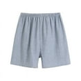 thumbnail image 2 of WREESH Men's Summer Lounge Shorts Solid Casual Shorts Breathable Cotton and Linen Homewear Pajamas Shorts Blue, 2 of 4