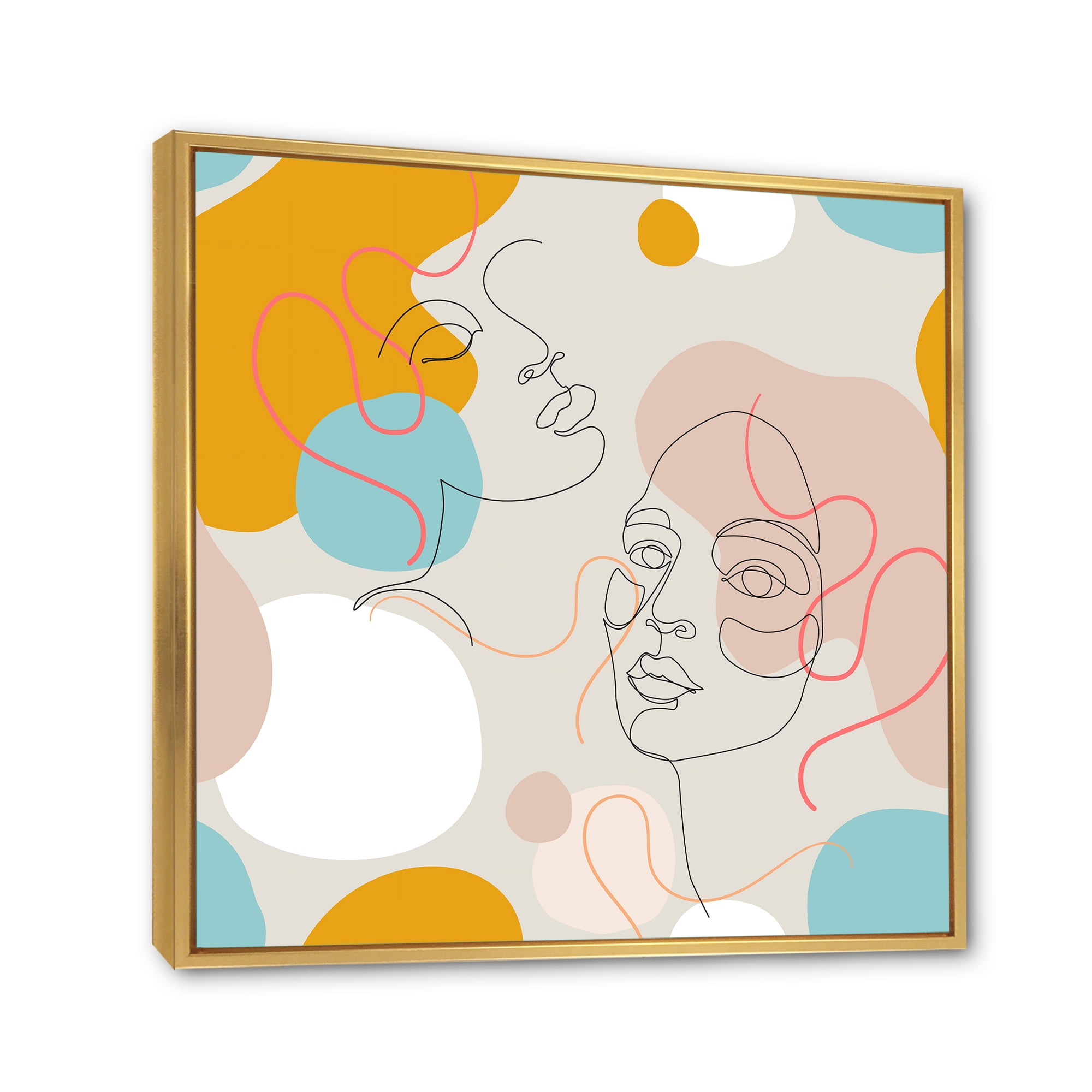Designart 'Minimal Portrait of Female Face Drawn With One Line II' Modern Framed Canvas Wall Art Print
