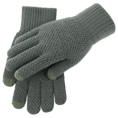 Mens Winter Warm Gloves Touch Screen Windproof Mitten Knit Glove for Driving Coffee