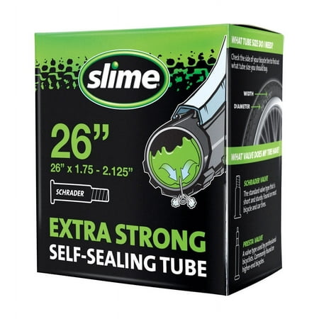 Slime Extra Strong Self-Sealing Bicycle Tube Schrader 26" x 1.75-2.125" Bike Inner Tube - 30045