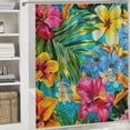 thumbnail image 6 of JEUXUS Summer Style Hawaiian Print Bathroom Shower Curtain Set with Hooks White, 6 of 7