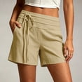 thumbnail image 2 of GERsome Shorts for Women Wide Leg Side Lace-Up Waist Summer Vacation Lounge Shorts with Pockets Beige Size S, 2 of 9