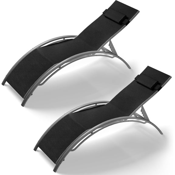 Set of 2 Outdoor Chaise Lounge Chairs, Adjustable Aluminum Patio Loungers for Beach, Pool, and Patio – Lightweight, Sturdy, All Weather Design.