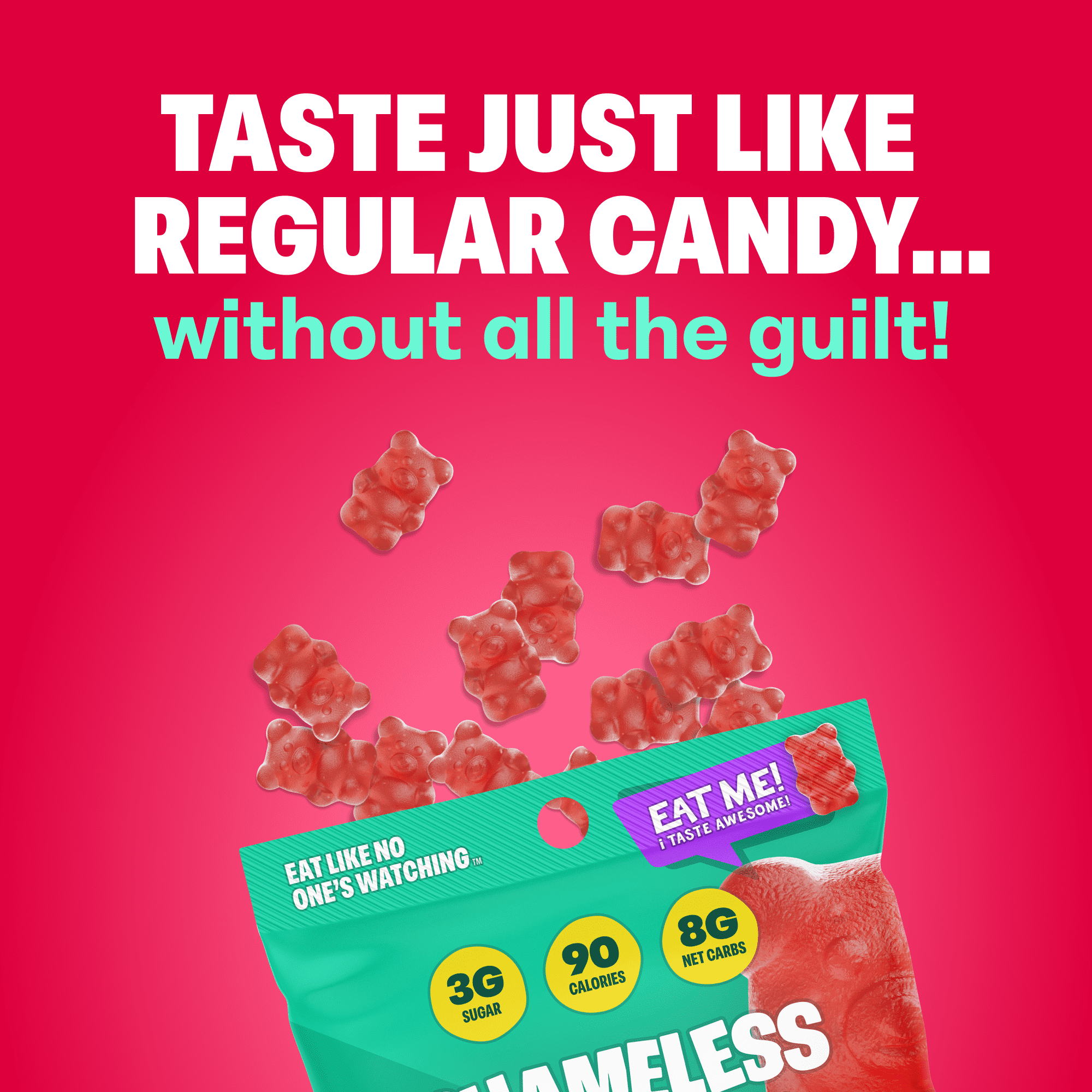 Shameless Snacks So Beary Cherry - Cherry Gummy Bears, Gummy Candy & Fruit Snacks, Keto Snacks Low Sugar Candy in Bulk, 3g Sugar Gluten Free Vegan for Kids & Adults