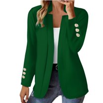 BRDFRL Blazers for Women Business Casual Open Front Office Work Lightweight Suit Jackets Summer Fall Cardigan Green XL